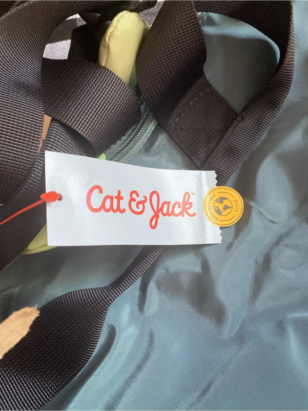 Cat & Jack Dinosaur Duffel Bag Green with Lime Greeen Spikes Removable Strap NWT